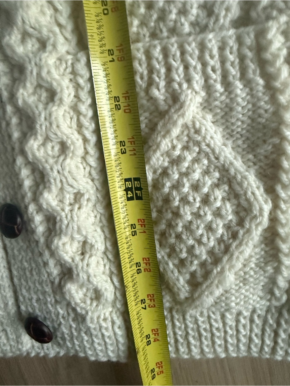 Athena Aran Crafts Merino Wool Honeycomb Chevron Sweater Cardigan Natural NEW 44 - Picture 3 of 5